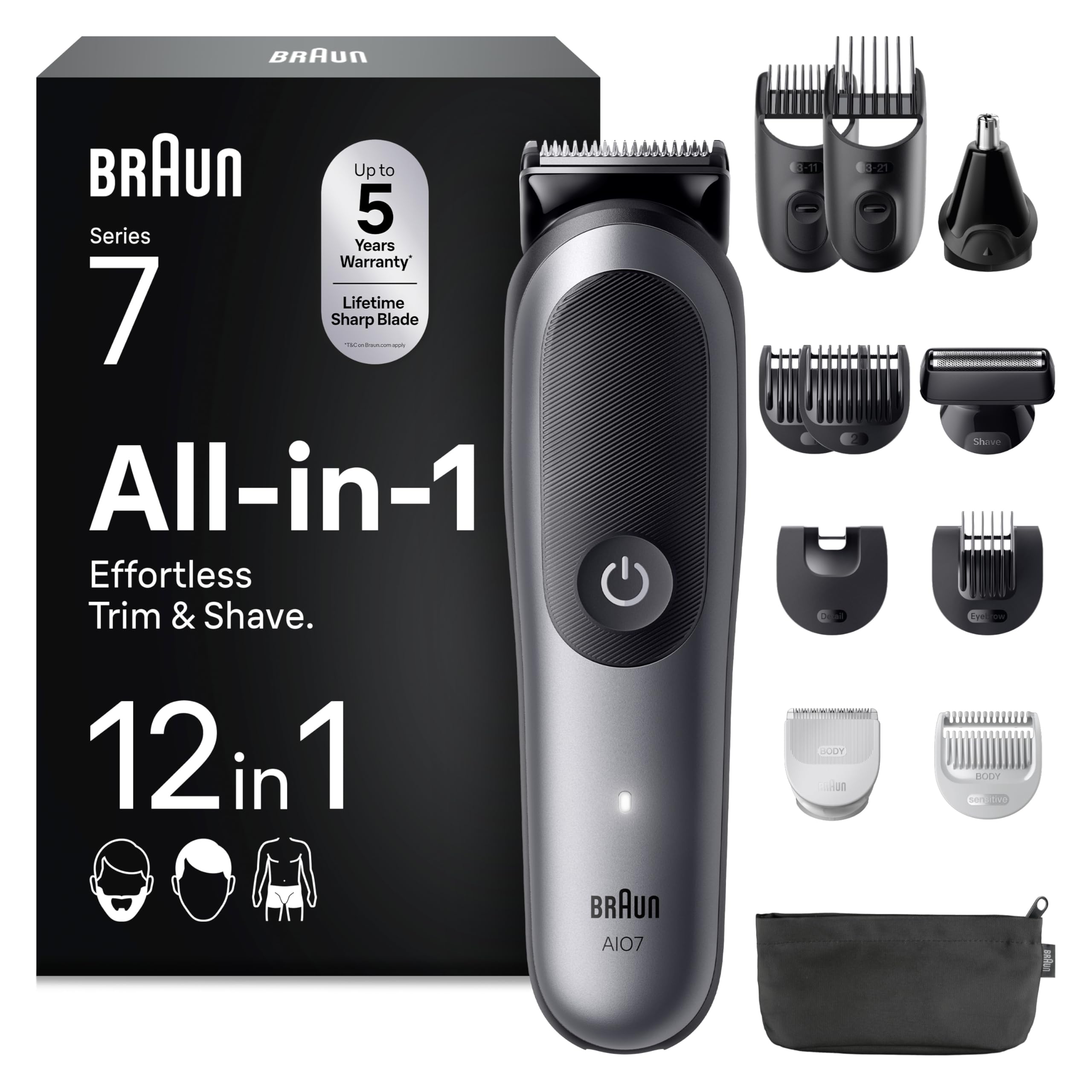 All-in-One Series 7, 12-in-1 Multigroom, Barttrimmer, Nasenhaartrimmer, , AIO7545, Grau